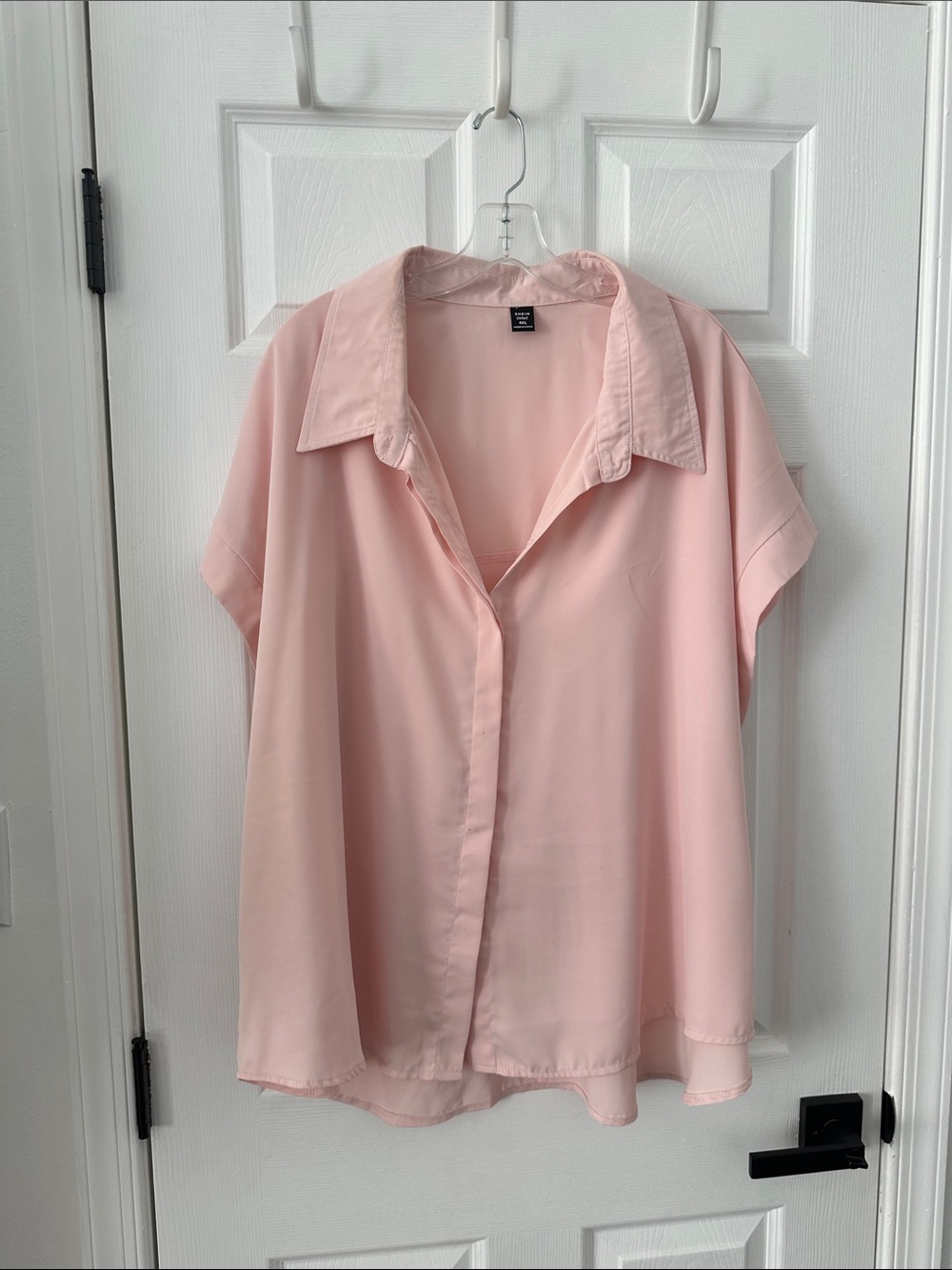 SHEIN Light Pink Short Sleeve Button-Front Shirt